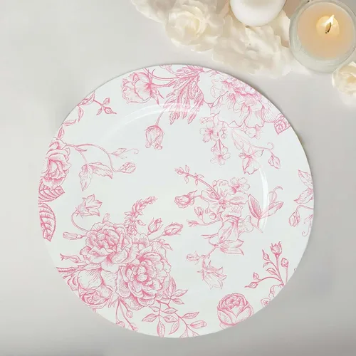 Miniatura 23 de Efavormart - Paquete de 10 platos de postre de plástico francés – Azul y Blanco Floral, platos de ensalada desechables redondos de 7 pulgadas