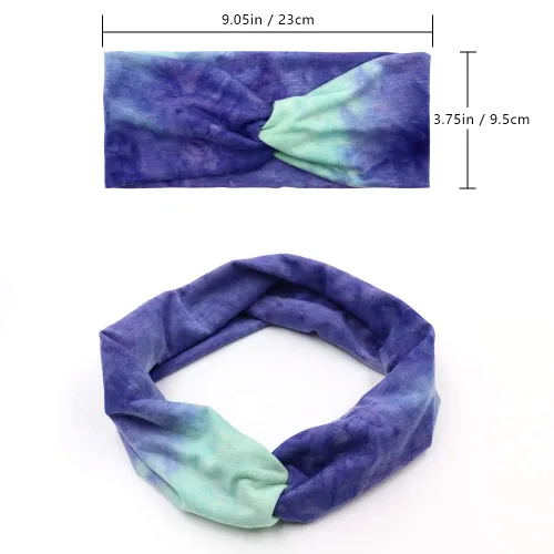 Miniatura 2 de NODG 6 diademas de teñido anudado para mujer, turbante de nudo, turbante de nudo, diademas de yoga anudadas bohemias, bandas cruzadas