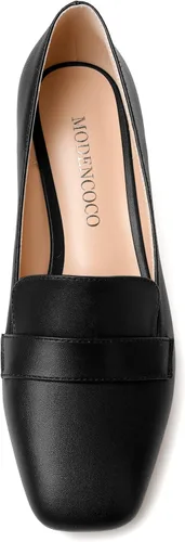 Miniatura 3 de MODENCOCO Mocasines de tacón bajo grueso para mujer, cómodos, informales, de 2 pulgadas