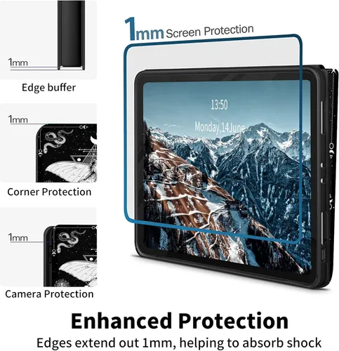 Miniatura 4 de Funda para tablet Kindle Fire 7 2022/2023, funda giratoria inteligente de 360 grados, soporte giratorio, cubierta de cuero suave, apagado automático