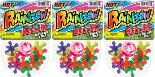 JA-RU Rainbow Jax - Juego de juguetes (3 unidades) Juego de gatos grandes de plástico con pelota para niños y adultos. Gatos de juguete de colores