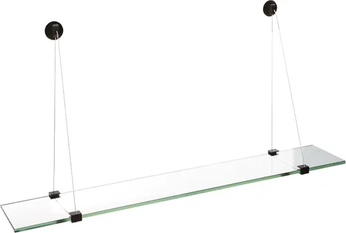 Spancraft Glass CR-12x33-Estante de vidrio estilo colgante (como un andamio) de acero cepillado, 12 x 33 pulgadas, Negro, CR-4.75x12-Black