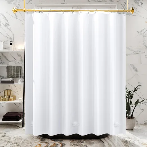 Miniatura 8 de AmazerBath - Cortina de ducha blanca, 72 x 78 pulgadas, cortina de ducha de PEVA, impermeable, pesada, gruesa, con 3 piedras grandes transparentes