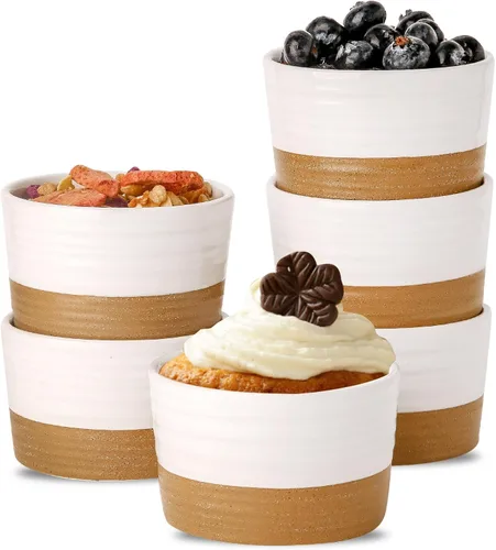 Miniatura 8 de Hasense Juego de 6 moldes de porcelana de 3 onzas, aptos para horno, color negro y gris ceniza, para creme brulee, souffle, inmersión y postres