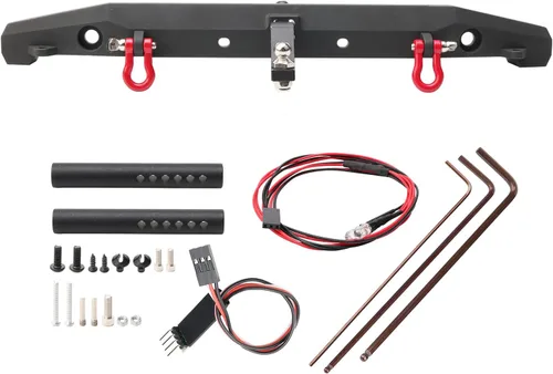 Miniatura 7 de 1/10 RC Metal delantero y trasero Combo W/luces LED grillos de remolque montaje cabrestante asiento remolque enganche para TRX4 SCX10 II 90046 Rock
