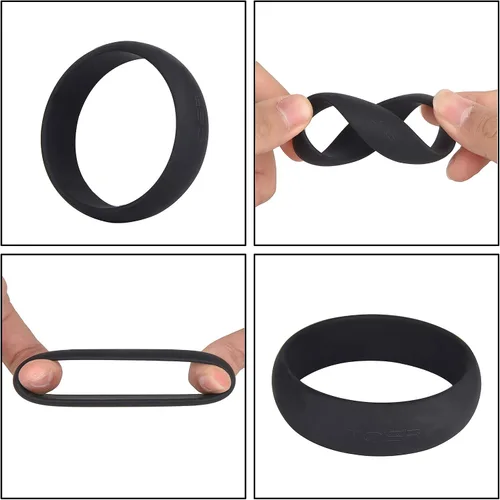 Miniatura 3 de Autofor Super elástico de silicona negro anillo para pene, transparente