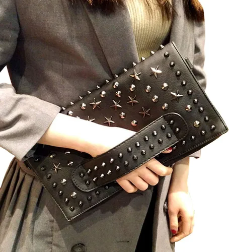 Miniatura 6 de Bolso pequeño con remache punk para mujer, bolso de mano con asa superior