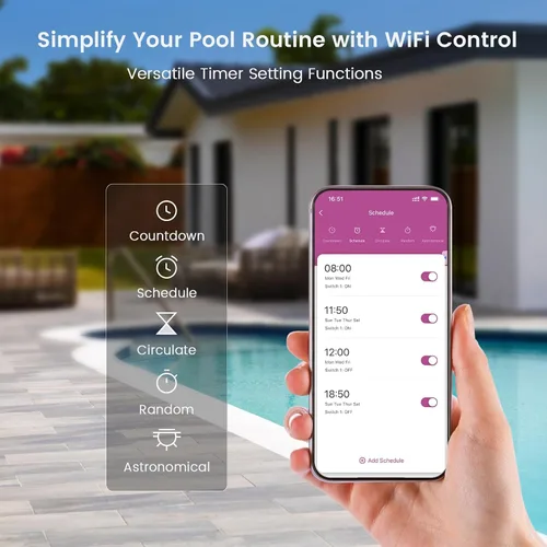 Miniatura 3 de SURAIELEC Temporizador de piscina WiFi, interruptor inteligente para interiores y exteriores, 40 amperios, 2 HP, 120, 240, 277 VAC, controlador