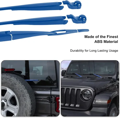 Miniatura 4 de Juego de limpiaparabrisas delantero, trasero y delantero, accesorios de decoración exterior para Jeep Wrangler JL JLU y Gladiator JT 2018-2022 (azul)