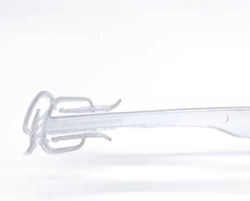 Miniatura 3 de NAHANCO Intimate Apparel - Percha moldeada con delicados clips de hombro y área para logotipo, poliestireno de 10 pulgadas, transparente