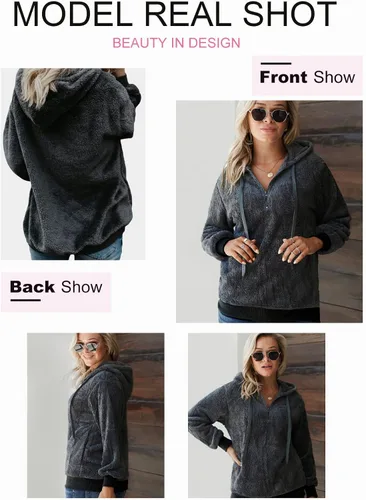 Miniatura 3 de Dokotoo - Sudadera con capucha para mujer, mullida, cálida, casual, holgada, con bolsillos, ropa de exterior, tallas S-XXL