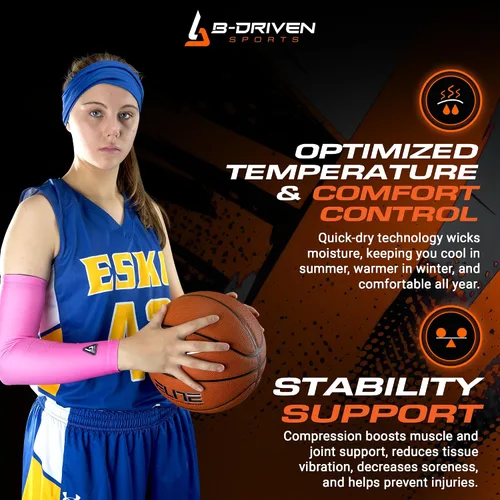 Miniatura 4 de B-Driven Sports Manga de Compresión Pro-Fit para Brazo - Deportes Atléticos Baloncesto, Fútbol, Sóftbol, Carrera, Juegos, - nan (1 unidad)