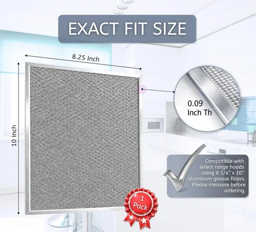 Miniatura 2 de 1 paquete de filtros de aluminio para campana extractora de 8 1/4 x 10 pulgadas, filtros de grasa para campana extractora, gama de cámper, casa
