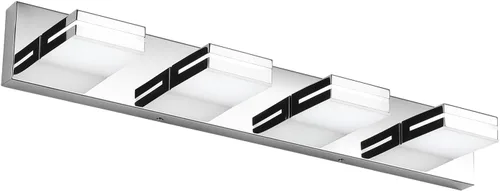 Miniatura 81 de SineRise - Lámpara LED para tocador de baño - Moderna lámpara de acrílico con acabado cromado para iluminación de pared sobre el espejo - 2 luces