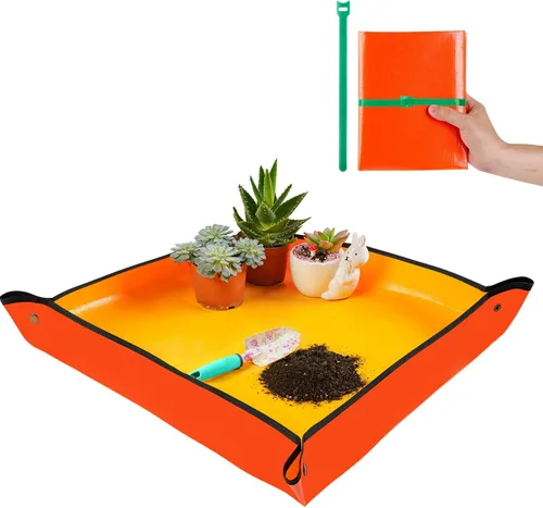 Miniatura 10 de Alfombrilla grande de 39.5" X 31.5" para trasplantar plantas de interior y control de tierra, bandeja portátil para macetas, regalos de plantas