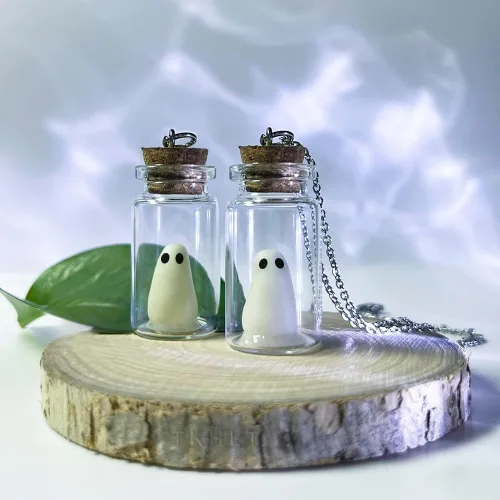 Miniatura 4 de Collar con colgante de fantasma en una botella, collar de fantasma que brilla en la oscuridad, collar de fantasma, joyería de Halloween para mujeres