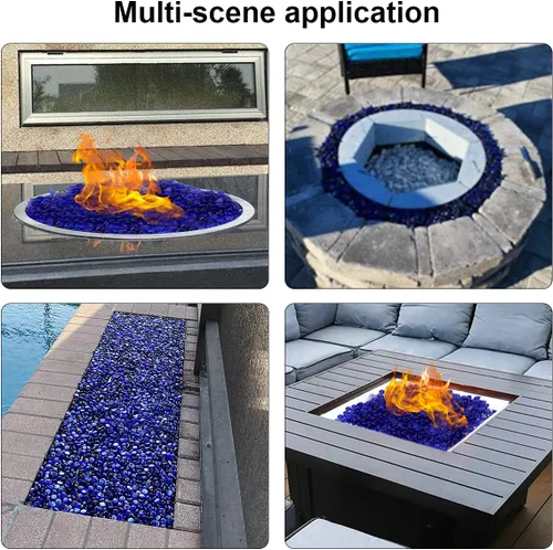 Miniatura 8 de [18 libras] Cuentas de vidrio para fuego, gotas de vidrio, cuentas planas de vidrio para fogata de gas, chimenea, brillo azul cobalto, gemas