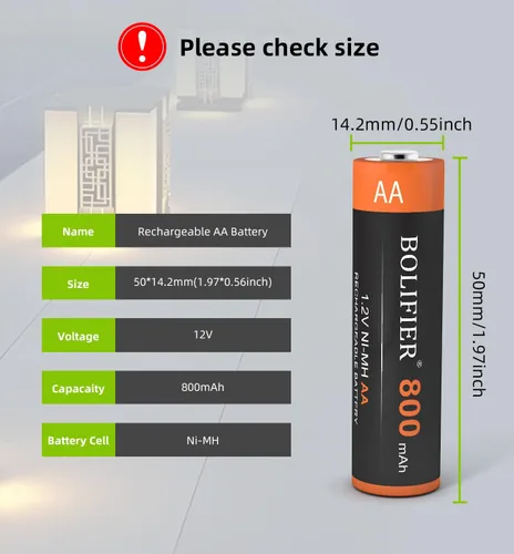 Miniatura 6 de NiMH Baterías AA recargables, 1.2 V 800 mAh recargables AA baterías solares para luces solares al aire libre y dispositivos domésticos, precargadas
