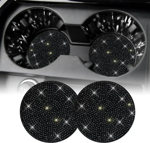Miniatura 22 de SINGARO - Posavasos brillantes para automóvil, 4 posavasos antideslizantes universales, decorativos e integrados, accesorios para interiores de Rojo