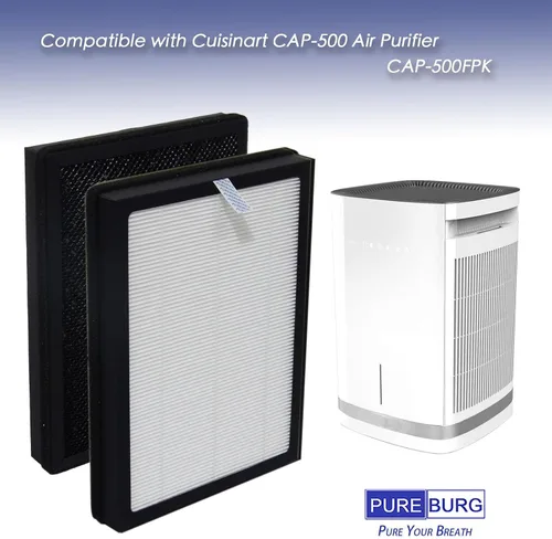 Miniatura 2 de PUREBURG Filtro de repuesto compatible con purificador de aire Cuisinart CAP-500 N.º de parte: CAP-500FPK, H13 True HEPA y filtración multicapa