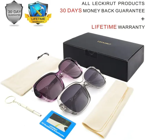 Miniatura 6 de LECKIRUT - Lentes de sol de gran tamaño para mujer, lentes de sol clásicos y a la moda con protección UV polarizada