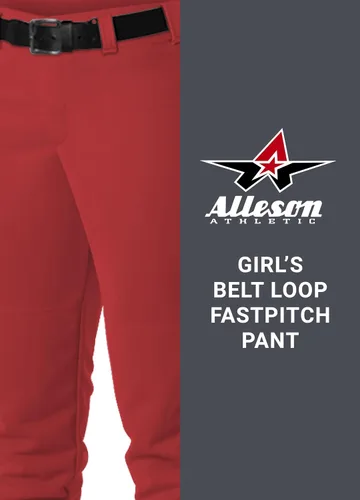 Miniatura 5 de Alleson Athletic Girls Belt Loop Fastpitch Pant Escarlata