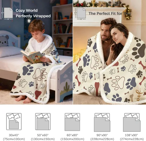 Miniatura 55 de Autumn Teddy Dog Patchwork Sherpa Blanket Fall Cozy Throw Blanket Cute Puppy Quilt Style Warm Soft Blanket for Couch Sofa Bedroom Decor 50x60 Inches