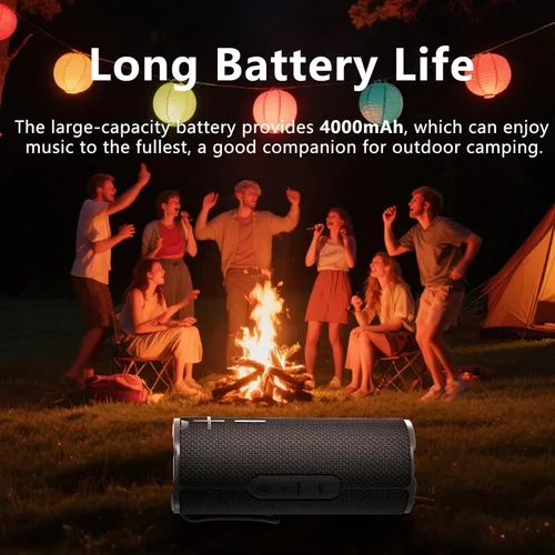 Miniatura 7 de COOPERS Altavoz Bluetooth portátil, altavoz Bluetooth inalámbrico, altavoces impermeables IPX5 con luces RGB, graves profundos de sonido estéreo
