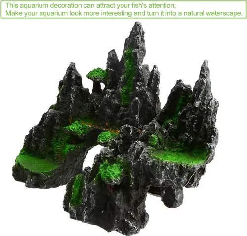 Miniatura 4 de Saim Decoraciones grandes de roca de acuario, adorno de montaña, puente de cueva de peces, modelo de paisaje acuático para peces dorados, escondite