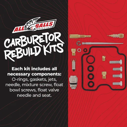 Miniatura 2 de All Balls Racing 26-1264 - Kit de reconstrucción de carburador compatible con/repuesto para Yamaha YFM350 Grizzly IRS 2007-2011, YFM350BA Bruin 2WD