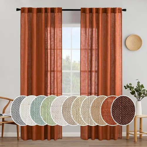 Miniatura 90 de MIULEE Cortinas de lino blanco de 108 pulgadas de largo para dormitorio, sala de estar, cortinas de ventana con textura de lino suave y grueso, Lino
