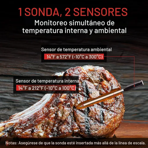 Miniatura 4 de ThermoPro TempSpike - Termómetro inalámbrico digital para carne de 500 pies, termómetro de carne Bluetooth inalámbrico para res, cordero, pollo