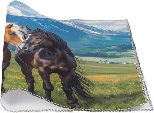 Miniatura 3 de Playful Horses in The Valley Placemats Set of 6 Resistant Table Mats Washable Place Mats for Dinner Party Table Decoration
