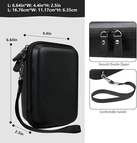 Miniatura 3 de Funda de transporte compatible con cámara instantánea Fujifilm Instax Mini EVO, bolsa de viaje con bolsillo de malla para fotos, cables USB