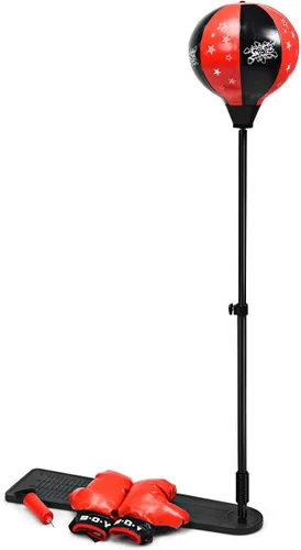 Costzon Punching Bag for Kids, Boxing Bag Set Toy with Height Adjustable Stand, Kids Boxing Gloves and Hand Pump, Freestanding Boxing Equipment Gift