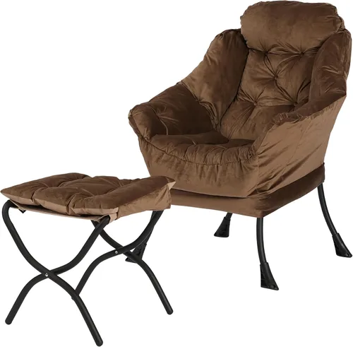 Miniatura 20 de Silla reclinable con otomana plegable, sillas de sala de estar, silla de salón contemporánea de acento, silla de sofá de ocio con marco de acero