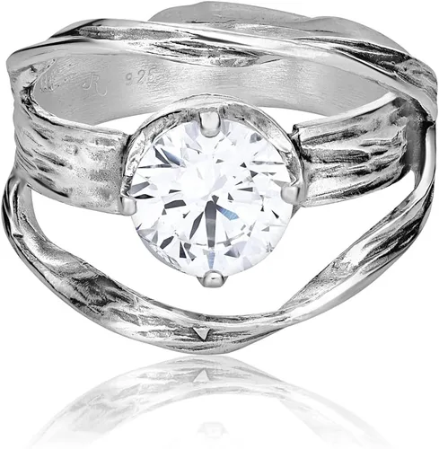 Miniatura 3 de JEAN RACHEL JEWELRY Anillo de Plata de Ley 925 - Diseño Vintage con Circunita Cúbica Montada en Garras - Joyería Hipoalergénica, Sin Plomo y Sin