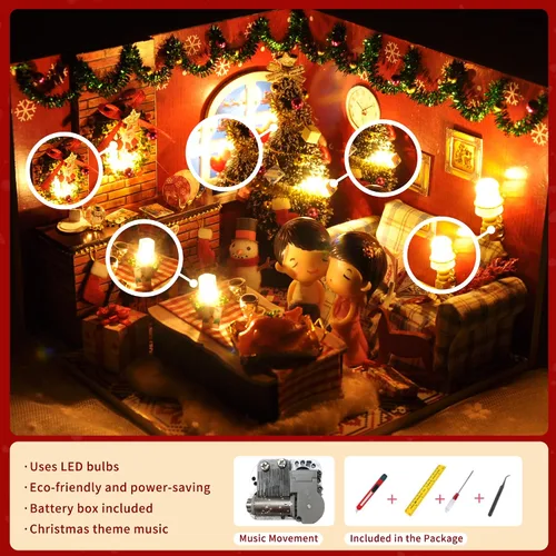 Miniatura 6 de Flever - Kit de casa de muñecas en miniatura para bricolaje, habitación creativa con muebles y cubierta de vidrio para regalo de arte romántico