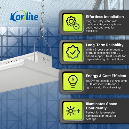 Miniatura 3 de Konlite - Luces de tienda LED lineales de 2 pies, 105W, 14,170 lm de techo de bahía para uso comercial e industrial, luces de tienda sin