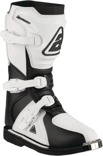 Answer Racing 446648 Powersports Equipo de protección de motocross: botas AR1, negro/blanco, talla juvenil 2, 1 par