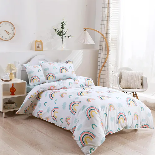 Miniatura 2 de Juego de funda de edredón para niños, tamaño completo, funda de edredón de microfibra de nube arcoíris de 3 piezas con fundas de almohada con cierre