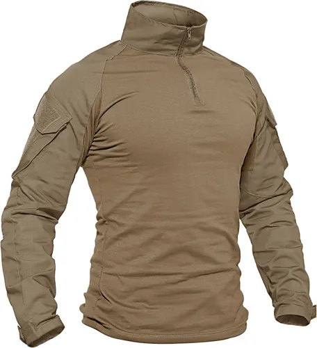 Miniatura 10 de TACVASEN Camisa táctica de manga larga para hombre, con cremallera de 1/4, con bolsillos, para paintball, militar, Airsoft, transpirable