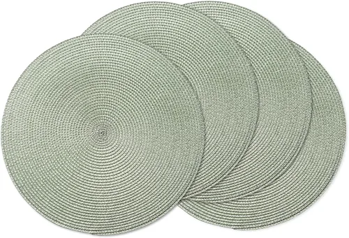 Miniatura 15 de AHHFSMEI Juego de 6 manteles individuales redondos trenzados de 15 pulgadas para mesas de comedor, tejido natural, resistentes al calor, color azul