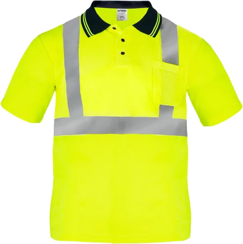 JORESTECH Polo de alta visibilidad, ANSI clase 2, ropa de trabajo de seguridad, tela Birdseye con cinta reflectante Amarillo