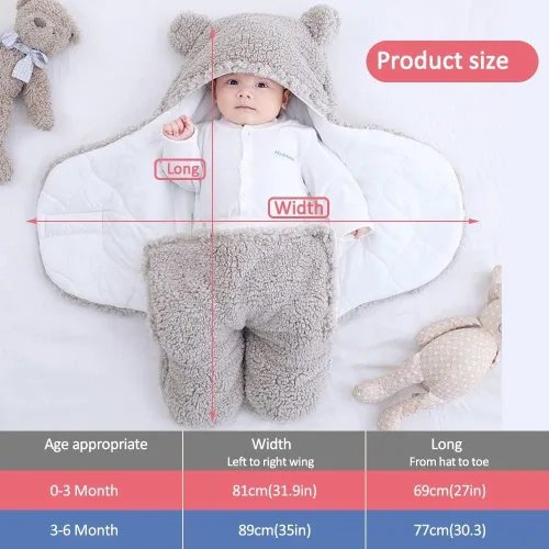 Miniatura 3 de Manta para bebé recién nacido, manta con capucha para bebé, saco de dormir, para niños de 0 a 3 o 3 a 6 meses