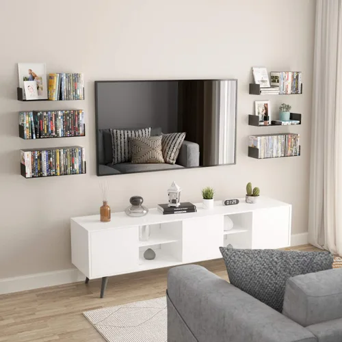 Miniatura 2 de Wallniture Bali - Estantes flotantes en forma de U para pared, estantes de almacenamiento de CD y DVD y estantería de metal, juego de 6