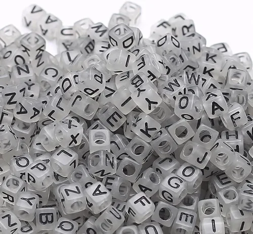 Miniatura 4 de 1000 piezas de cuentas cuadradas luminosas con letras, cuentas de cubo que brillan en la oscuridad, cuentas de letras luminosas acrílicas, cuentas