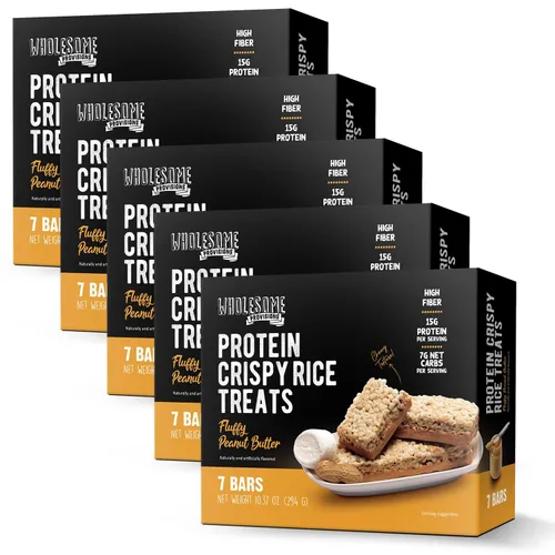 Miniatura 22 de Barritas de Arroz Crujiente de Proteína, 15g de Proteína, 3g-7g de Carbohidratos Netos, Bajo en Carbohidratos, Esponjoso, Suave, Gomoso, Sin Gluten