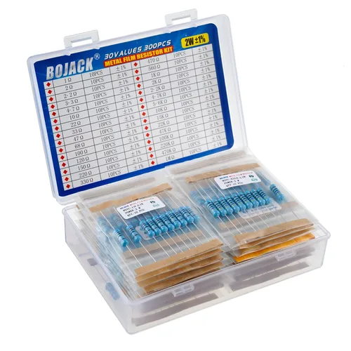 Miniatura 2 de BOJACK Kit de resistencia de 300 piezas de 30 valores de 1 ohmio - 1M Ohm con 1% de resistencia de película metálica de 2 W surtido