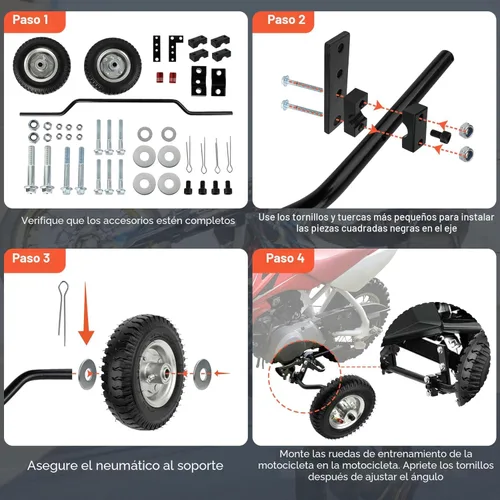 Miniatura 4 de Ruedas de entrenamiento para motocross de 50 cc compatibles con maquinilla de afeitar MX500 MX125 MX400 Honda CRF50 XR50 Z50 Yamaha PW50 TTR50 ktm